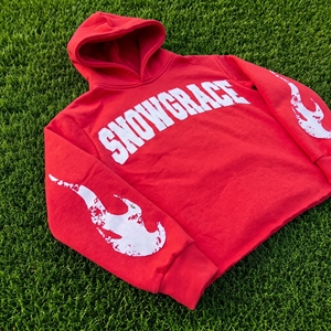 Sudadera con Capucha Roja Snowgrace, Oversize, de Forro Polar, Informal, Unisex, para Invierno, con Diseño de Llamas Estampadas - Product Image 6