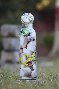 Pure Copper Water <b>Bottle</b> with Vibrant <b>Pink</b> Abstract Swirl Design | Leak Proof Ayurvedic Flask for Yoga Gym Office & Premium - Product Image 4