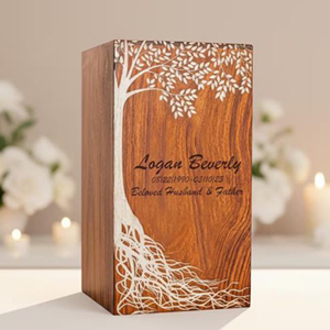 Modern Wooden Memorial Urn for Adults Solid Wood Ashes Urn with Secure Closure by AYAANS - Product Image 1