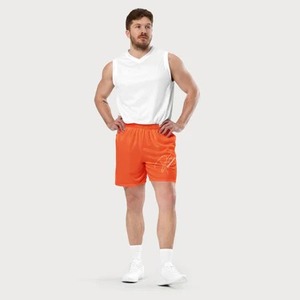 Shorts de baseball pour hommes en maille/polyester, taille haute, élastique, logo frontal, respirant, séchage rapide, entrejambe de 5 pouces, couleur unie, style urbain - Product Image 5