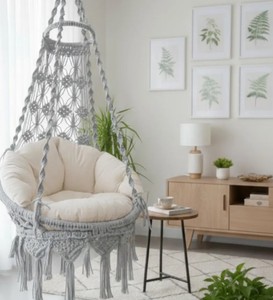 Fauteuil suspendu en macramé fait main – Balançoire bohème pour intérieur/extérieur - Product Image 2