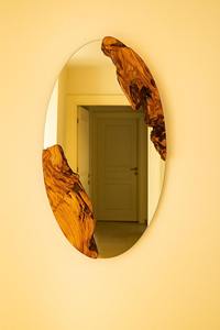 Miroir mural en bois d'inspiration zen, design apaisant, miroir mural en bois pour la décoration de spa et de bien-être, miroir suspendu en gros - Product Image 3