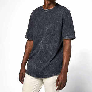 Camiseta de Manga Corta para Hombre, de Algodón Lavado, Color Sólido, Cuello Redondo, Informal, de Verano, Gris - Product Image 1