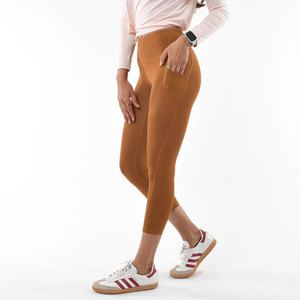 High Waist Seamless Yoga <b>Leggings</b> Women 7 8 Inch Capri <b>Workout</b> Pants <b>with</b> <b>Pocket</b> for Gym Training - Product Image 3