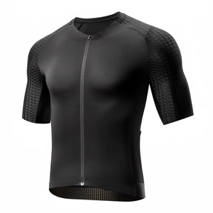 Maillot de cyclisme léger gris clair à manches courtes, respirant, en polyester écologique, haut de sport pour homme, design dégradé de couleur - Product Image 4