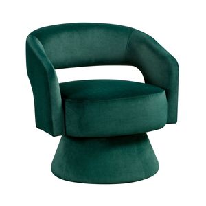 Poltrona Girevole Moderna di Lusso 1 pz in Velluto Verde con Struttura in Legno Massello, Elegante Arredamento per Soggiorno - Product Image 3