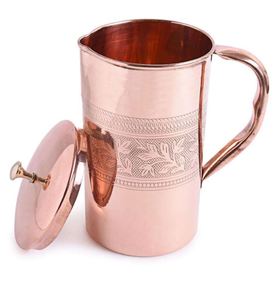 Ensemble de carafes en cuivre avec finition polie miroir, surface brillante, ensemble de service d'eau en métal avec verres, durable, réutilisable, pour cuisine et salle à manger. - Product Image 3