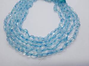 Perles ovales lisses en aigue-marine naturelle, 6-7 mm, perles de pierres précieuses en aigue-marine, 13 pouces, perles ovales en aigue-marine, perles en aigue-marine - Product Image 5