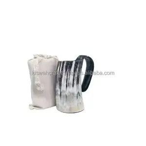 Cuerno Vikingo para Beber de Calidad Natural con Soporte de Madera, Hecho a Mano, 350 ml, Diseño Vintage de Lujo para Fiestas de Vino - Product Image 3