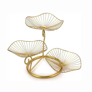 Gold Metal 3-Tier Dessert <b>Stand</b> with Fan-Shaped Trays for Party Food Serving Glam Style Durable Design - Product Image 2
