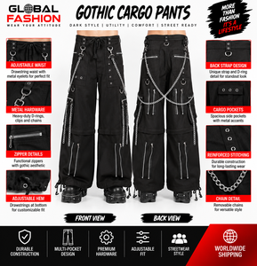 Pantalones de Moda Gótica para Hombre 2026, Unisex, Corte Holgado, Bolsillos Utilitarios, Estilo Alternativo - Product Image 5