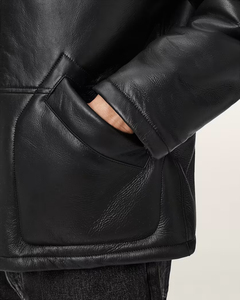 Men Genuine Leather Slim <b>Biker</b> <b>Jacket</b> with Reversible Faux Fur Collar Waterproof Windproof Winter Outerwear Regular Fit Moto - Product Image 6