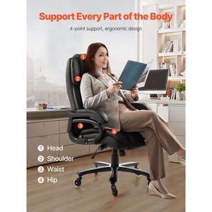 Sedia da Ufficio Ergonomica Executive Robusta, Capacità 500 libbre, Regolazione Altezza con Manopola, Supporto Lombare, Materiale Nylon PU - Product Image 2