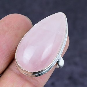 Rose Quartz Oval Cocktail <b>Ring</b> 925 <b>Silver</b> Plated Women's Vintage Bezel <b>Set</b> High-grade Statement Jewelry October Birthstone - Product Image 2