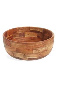 Tazón de Madera Artesanal, Tazón para Servir de Madera Natural con Diseño de Patchwork, Tazón Ecológico para Ensaladas, Tazón de Madera Hecho a Mano para Frutas - Product Image 3