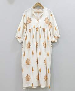 Robe tunique midi simple en coton 100% à imprimé floral fait main pour femmes |   Robe ethnique indienne bohème - Product Image 6