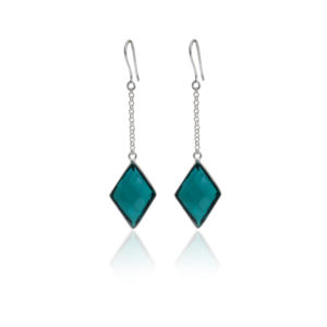 Hermosos Pendientes de Diamantes Color Turquesa Hechos a Mano, Joyería de Plata de Ley 925 para Mujeres y Niñas, para Usar en Bodas y Fiestas - Product Image 1