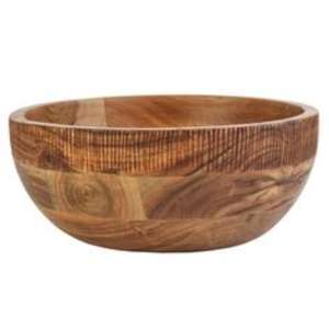 Cuenco grande de madera estilo antiguo para una presentación elegante en la mesa, ideal para mezclar ensaladas y exhibir frutas. - Product Image 2