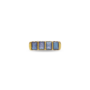 Vintage Baguette Labradorite Eternity Band | 18K <b>Gold</b> Plated Brass Wedding <b>Ring</b> - Product Image 1