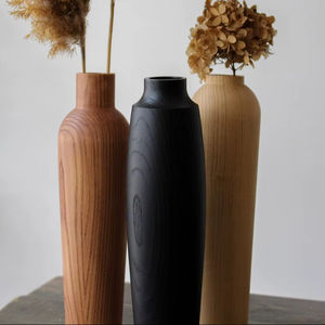 Florero de Madera de Fresno Natural, Floreros de Madera Maciza, Adornos y Decoraciones - Product Image 1