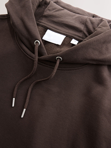 Sweat-shirt à capuche pour homme, marron foncé, coupe classique, coton French Terry, pull décontracté avec poche avant, vêtement d'automne - Product Image 6