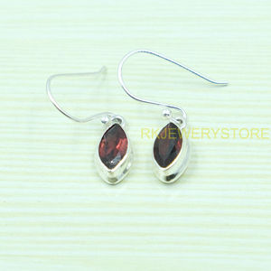 Pendientes de Piedra Preciosa de Granate Rojo Natural, Pendientes de Plata de Ley 925 Hechos a Mano, Joyería de Granate para Esposa - Product Image 2