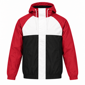 Veste coupe-vent légère à capuche pour homme, style color block, fermeture éclair, sportive, pour l'automne, résistante au vent - Product Image 4