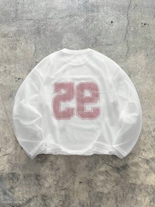 Vintage American Football Jersey White Mesh Long Sleeve Oversized Fashion Top <b>Hip</b> Hop Streetwear Custom Graphic Manufacturer - Product Image 2