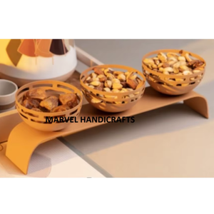 Plateau de service en métal avec ensemble de bols, support surélevé, présentoir à nourriture, support pour collations, pour cuisine, table à manger, traiteur, décoration de fête - Product Image 2
