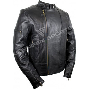 Veste en cuir de vachette véritable de haute qualité pour hommes, style moto décontracté, logo OEM/ODM, fabricant, vente en gros - Product Image 3