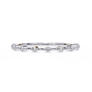 Women's Minimalist Half Eternity Natural Diamond Band 14K Gold <b>Floating</b> <b>Bubble</b> Wedding Ring Stackable - Product Image 3