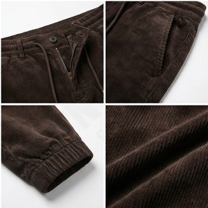 Pantalon décontracté léger à taille haute élastique pour hommes grande taille, logo personnalisé, pantalon large en laine - Product Image 4