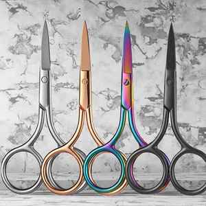 Stainless Steel Curved / Straight Sharp Non-Foldable Embroidery Scissors Right-Handed Eyebrow Crafting DIY Beauty Tools - Product Image 2