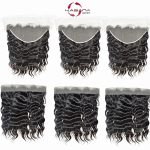 Cheveux Indiens en Gros 13*6 Frontal Couleur Naturelle Noir Femme Cheveux Indiens Vierge Remy Ondulés Alignés Cuticules Cheveux Humains Indiens - Product Image 1