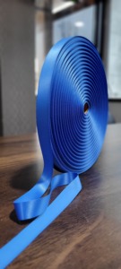 Ruban en satin polyester bleu ciel personnalisé, en rouleau, vierge pour sérigraphie par transfert thermique, bande de ruban tissée étroite, matériau pour lanière et sangle - Product Image 2
