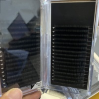 Bandejas de Pestañas de Terciopelo con Logotipo Personalizado, Extensiones de Pestañas de Seda Suave, Extensiones de Pestañas de Cachemira Negro Mate, Voluminosas y Esponjosas
