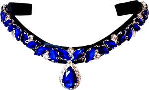 Élégante bride de dressage incurvée en U avec cristaux bleus et strass, accessoire de bridonnerie, vente en gros OEM, fabricant d'équipements équestres - Product Image 5
