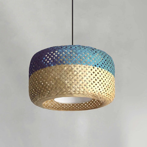 Round bamboo pendant lampshade in various colors, decorative lampshades for restaurants and hotels. - Product Image 5