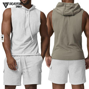 Camisetas sin mangas con capucha para hombre, de tela de mezcla de algodón, para gimnasio, entrenamiento deportivo, sudaderas sin mangas, ropa de calle a la moda, camisetas casuales deportivas - Product Image 1