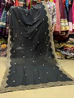 Dupatta en soie froissée bordeaux avec bordure dorée, élégant vêtement traditionnel indien pakistanais pour femmes, idéal pour les mariages, les fêtes et Diwali