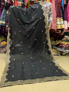 Burgundy Crinkled Silk Dupatta with Gold Border Elegant Traditional Indian Pakistani Women <b>Wedding</b> Party Diwali Wear - Product Image 2