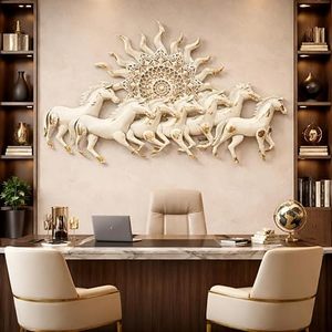 Sculpture murale en métal, cheval, motif soleil, forme irrégulière, décoration pour la maison, l'extérieur et le jardin - Product Image 3