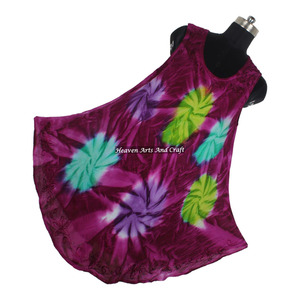 Vestido Casual Sexy para Mujer, Cuello Redondo, Tie Dye, Rayón, Vestido Tipo Paraguas, Diseño Colorido - Product Image 3