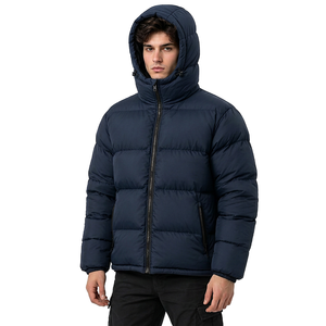 Chaqueta Acolchada con Capucha Azul Marino para Hombre, Cierre de Cremallera, Gruesa, Informal, para Invierno - Product Image 6