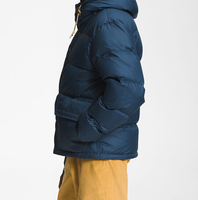 Veste matelassée en duvet à capuche bleu marine pour homme, coupe-vent, fermeture éclair, décontractée, chaude pour l'hiver, coupe régulière CP-MPJ-08