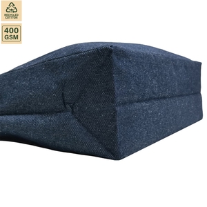 Bolsa de tela vaquera de 400 GSM con logotipo personalizado, bolsillo interior con cremallera, bolsa de compras reutilizable grande, 45.7x36.8x15.9 cm, venta al por mayor OEM - Product Image 3