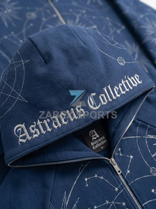 Sudadera con capucha de algodón grueso ZABEX con cremallera completa y diseño de pedrería, ropa de calle transpirable personalizada para hombre, invierno, PAKISTÁN - Product Image 5