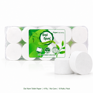 Papier toilette Dai Nam 4 plis sans mandrin, lot de 10 rouleaux, sensation soyeuse, papier hygiénique pour salle de bain - Product Image 1