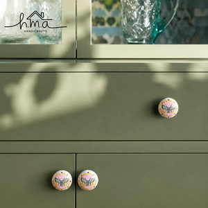 Handcrafted Butterfly Ceramic Cabinet <b>Knob</b> Colorful Decorative Drawer Pull Wardrobe Door Handle Furniture Accent Decor - Product Image 1