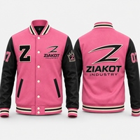Veste Bomber Varsity Letterman à Boutons Intégraux Ziakot Industry Vert Néon Blanc-Noir Effet Délavé Tendance – Vente en Gros Directe